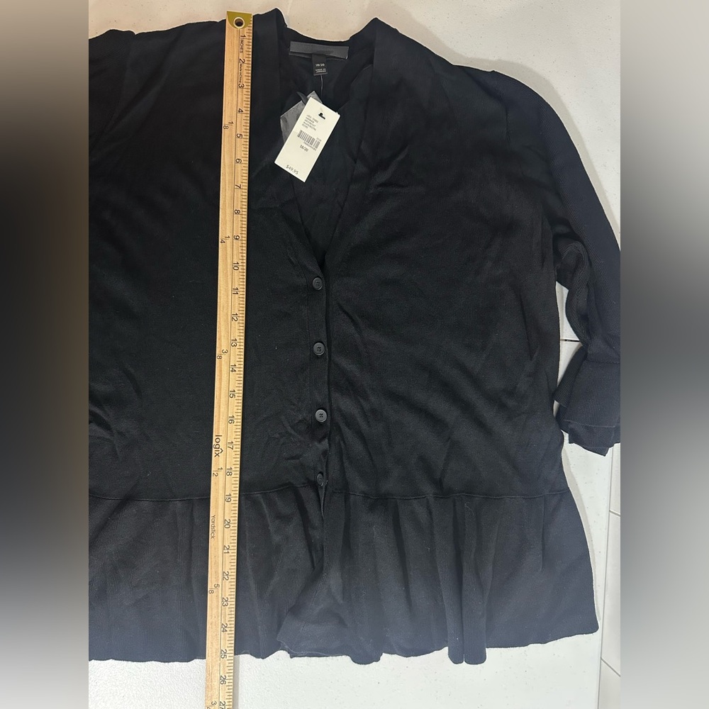 NWT Lane Bryant Black 3/4 Ruffle Sleeve Knit Cardigan Sweater Size 18/20 - Picture 9 of 9